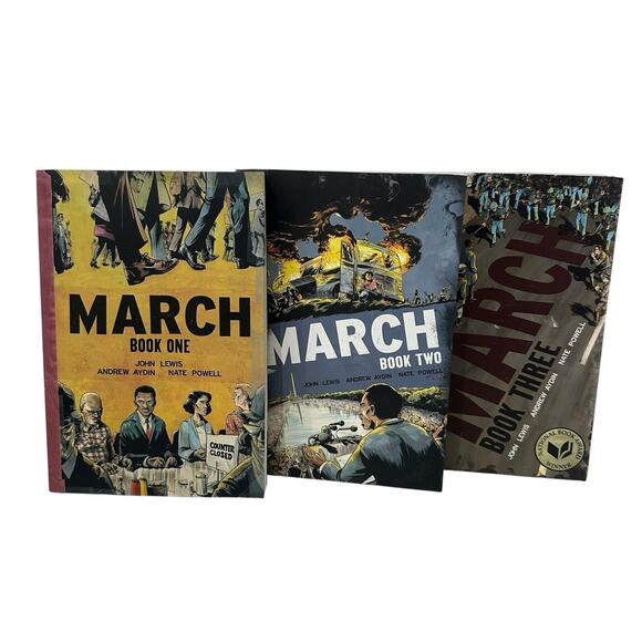 March Trilogy Books 1-3 by John Lewis Andrew Aydin Nate Powell - Picture 1 of 13
